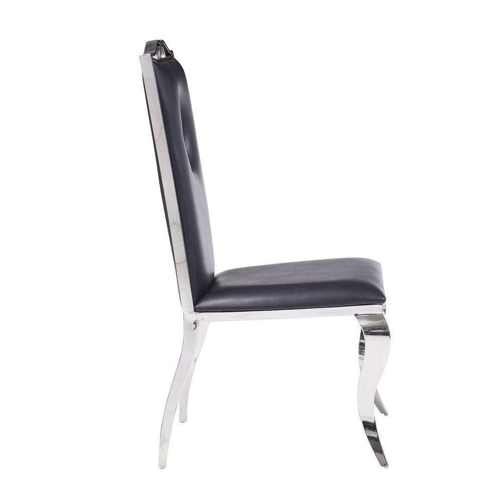 ACME 62078 Cyrene Side Chair (Set-2), PU & Stainless Steel