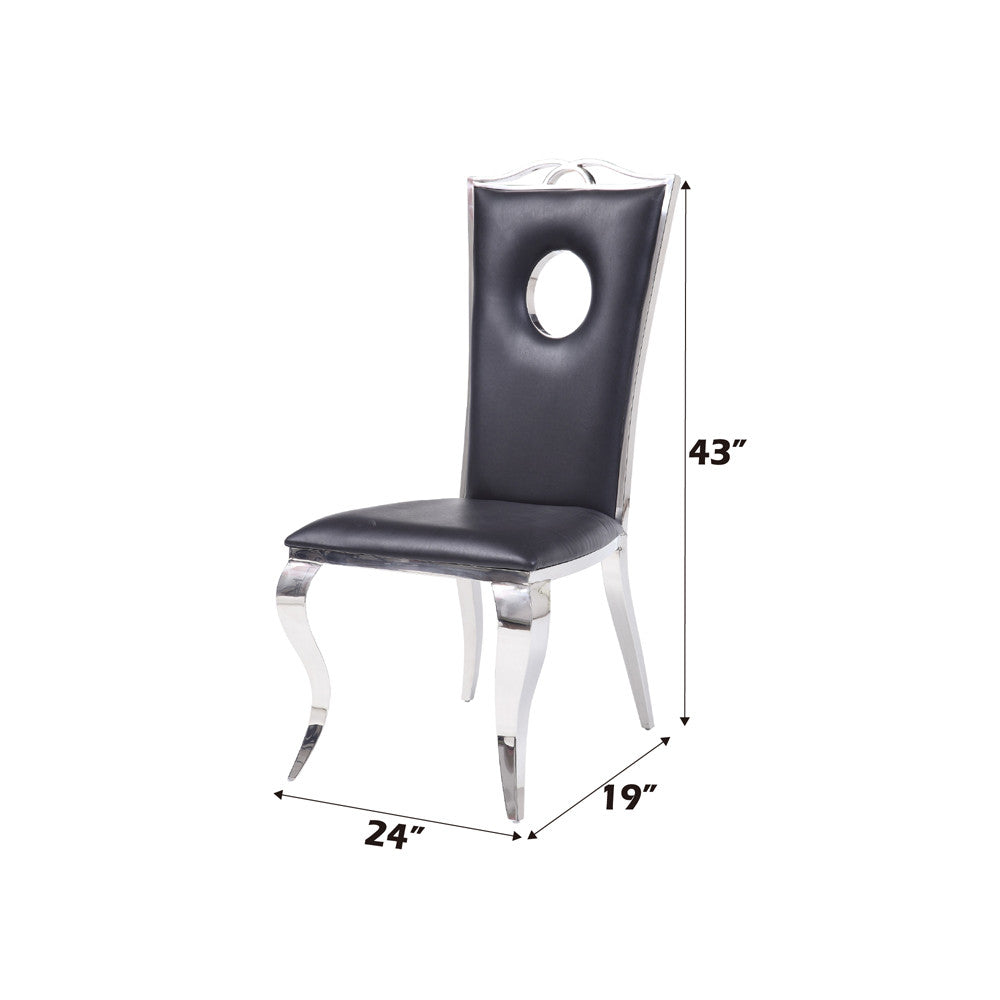 ACME 62078 Cyrene Side Chair (Set-2), PU & Stainless Steel
