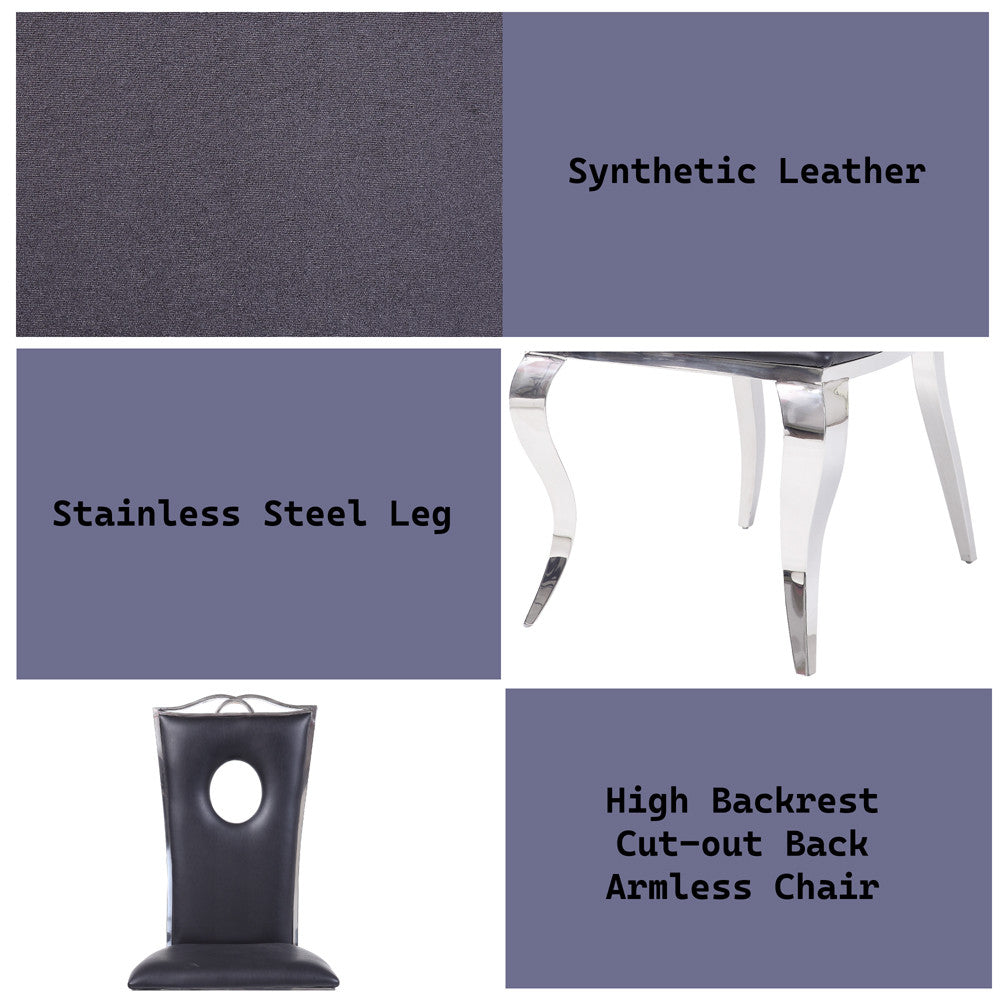 ACME 62078 Cyrene Side Chair (Set-2), PU & Stainless Steel