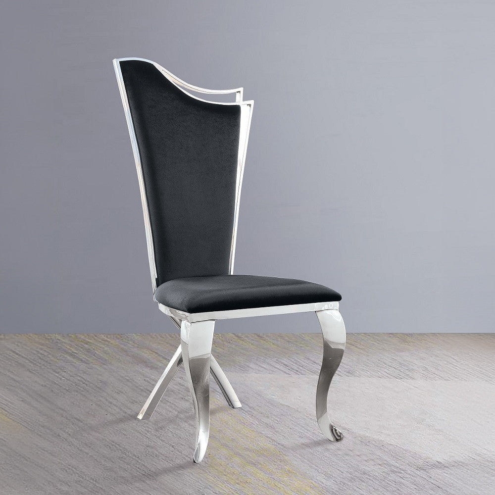 ACME 62079 Cyrene Side Chair (Set-2), Fabric & Stainless Steel
