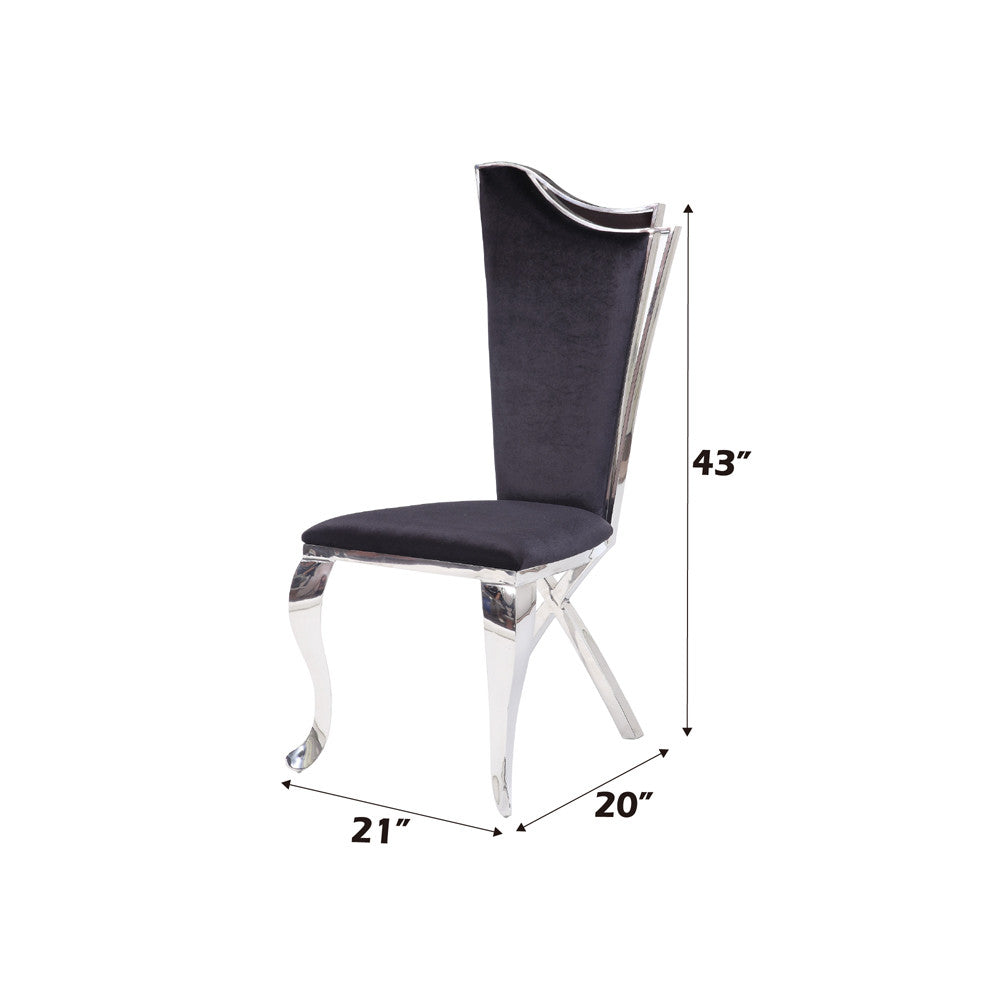 ACME 62079 Cyrene Side Chair (Set-2), Fabric & Stainless Steel