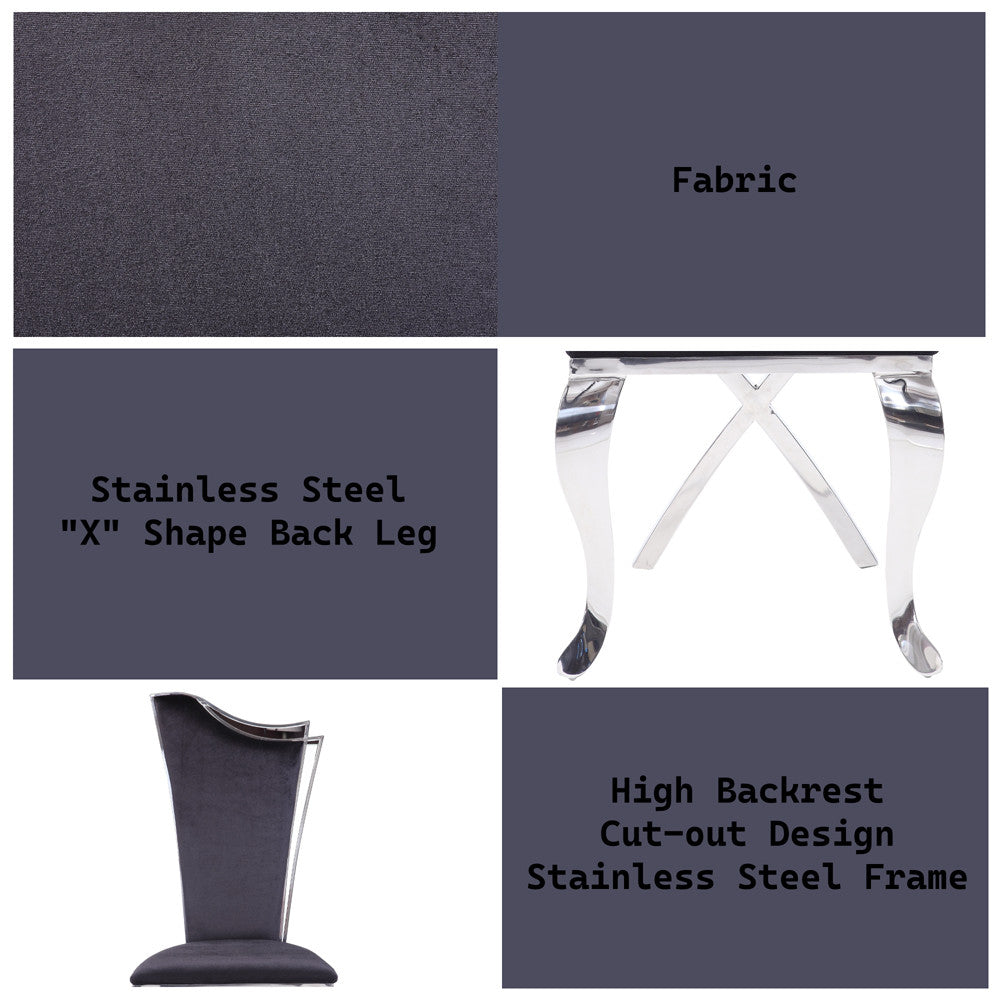 ACME 62079 Cyrene Side Chair (Set-2), Fabric & Stainless Steel