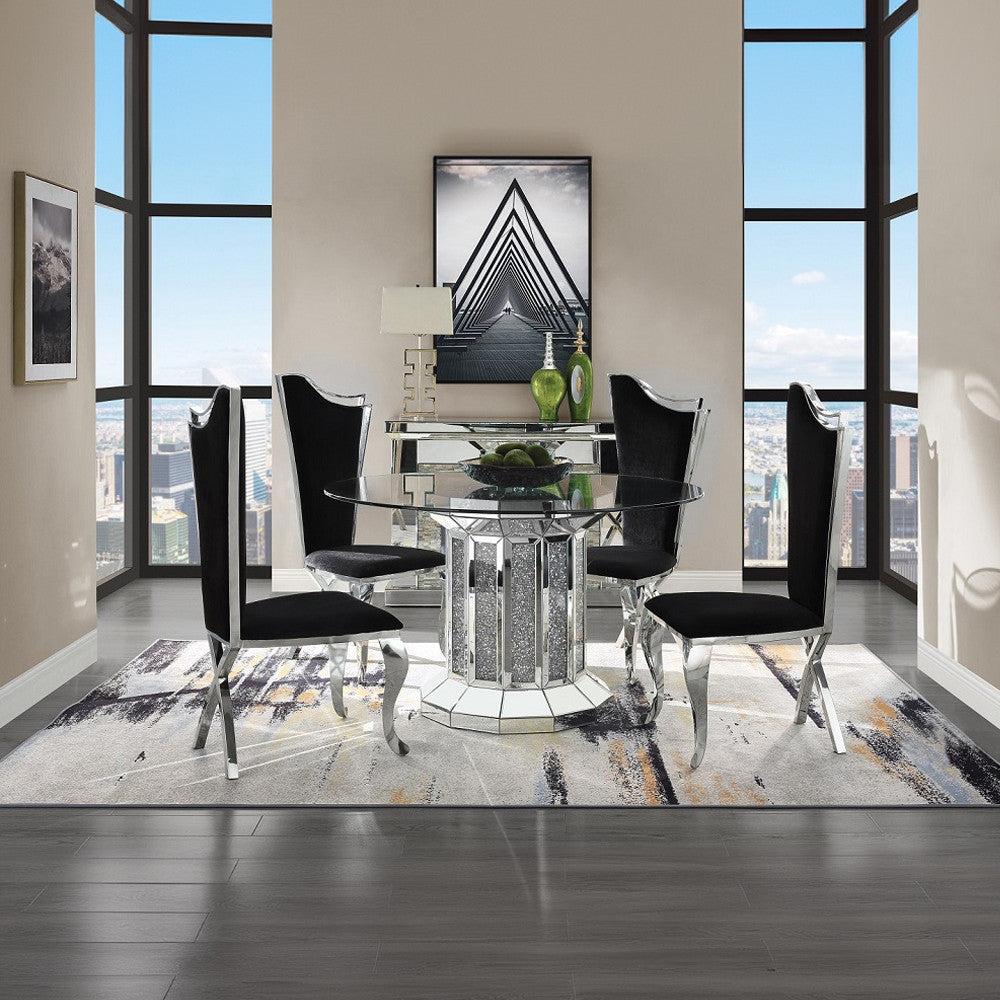 ACME 62079 Cyrene Side Chair (Set-2), Fabric & Stainless Steel