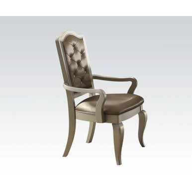 ACME 62083 Francesca Arm Chair (Set-2), Silver PU & Champagne