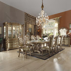 ACME 63000 Vendome Dining Table with Double Pedestal, Gold Patina & Bone (1Set/3Ctn)