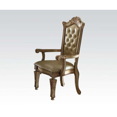 ACME 63004 Vendome Arm Chair (Set-2), Bone PU & Gold Patina