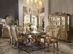 ACME 63150 Dresden Dining Table with Trestle Pedestal, Gold Patina & Bone (1Set/2Ctn)