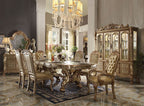 ACME 63150 Dresden Dining Table with Trestle Pedestal, Gold Patina & Bone (1Set/2Ctn)
