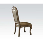 ACME 63153 Dresden Side Chair (Set-2), Bone PU, Fabric & Gold Patina