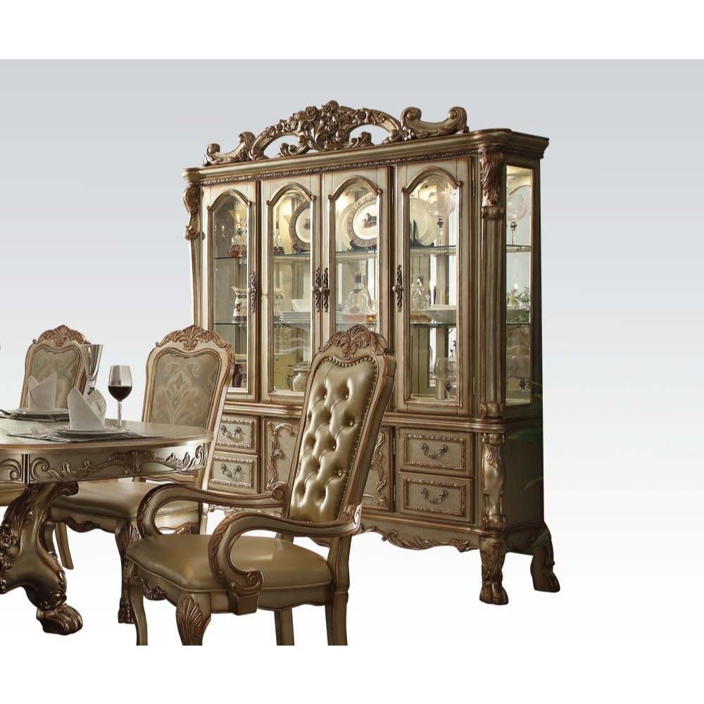 ACME 63155 Dresden Hutch & Buffet, Gold Patina & Bone (1Set/2Ctn)