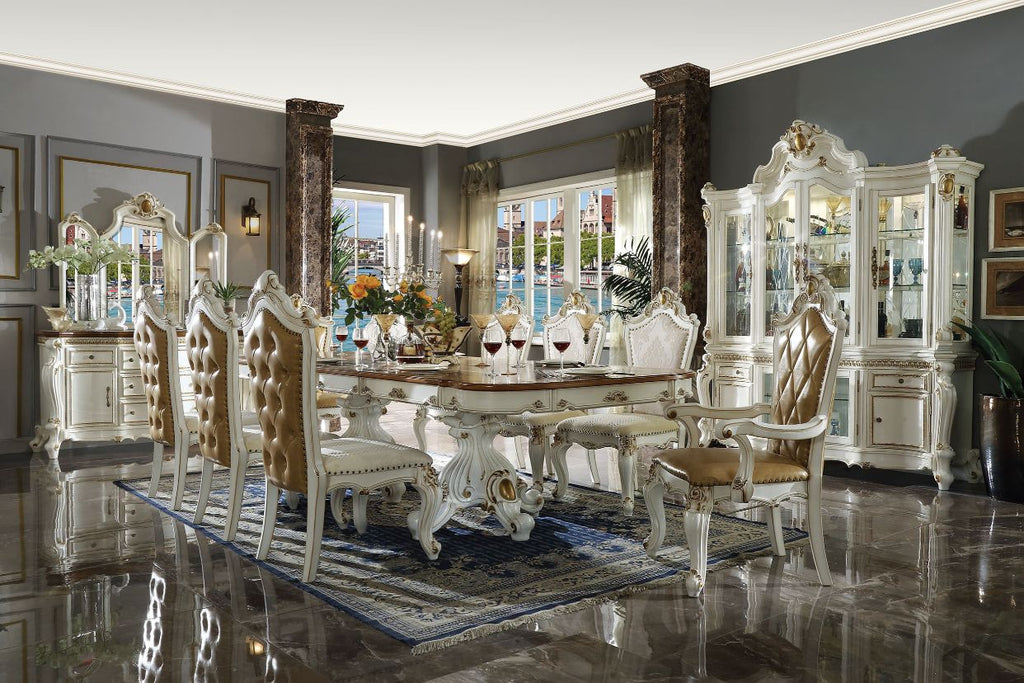 ACME 63460 Picardy Dining Table with Double Pedestal, Antique Pearl & Cherry Oak (1Set/3Ctn)