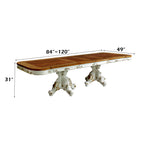 ACME 63460 Picardy Dining Table with Double Pedestal, Antique Pearl & Cherry Oak (1Set/3Ctn)