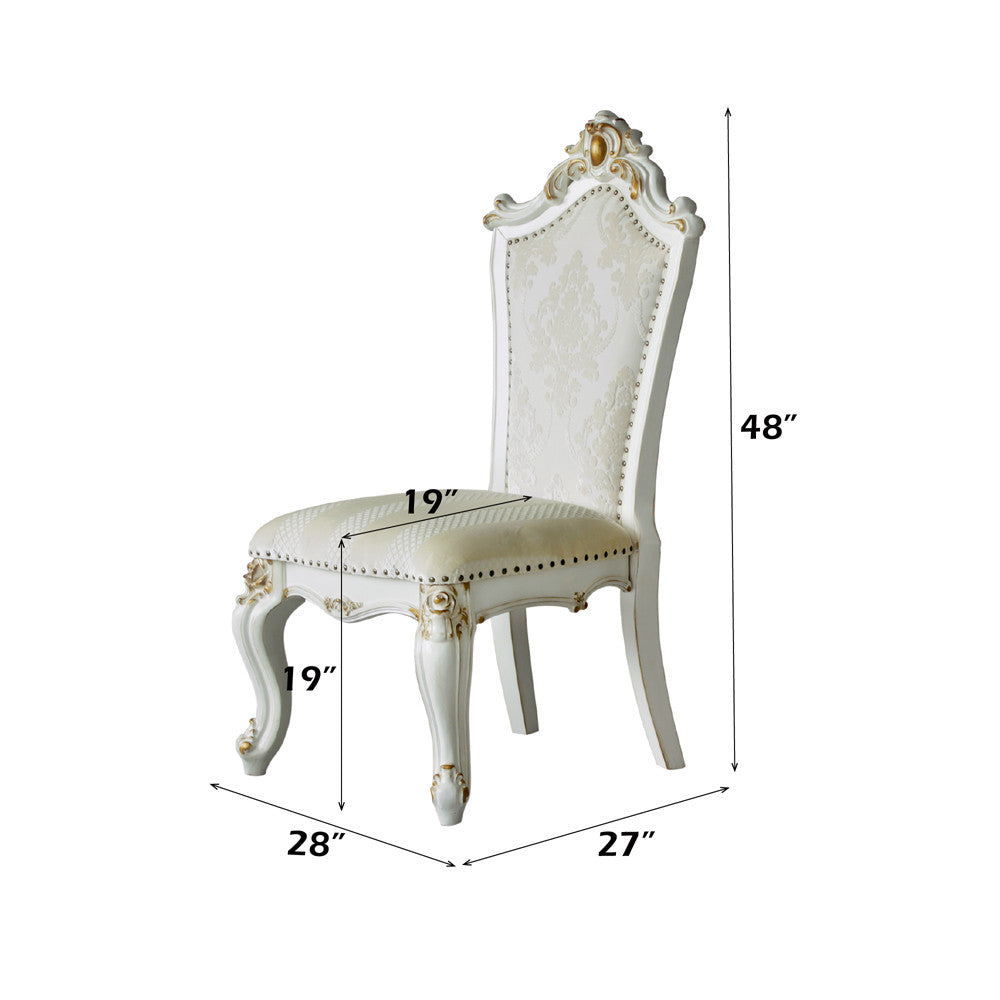 ACME 63462 Picardy Side Chair (Set-2), Fabric/PU & Antique Pearl