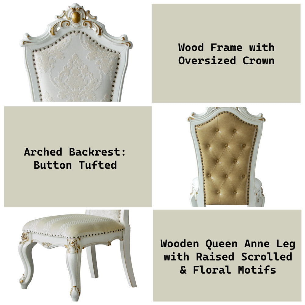 ACME 63462 Picardy Side Chair (Set-2), Fabric/PU & Antique Pearl