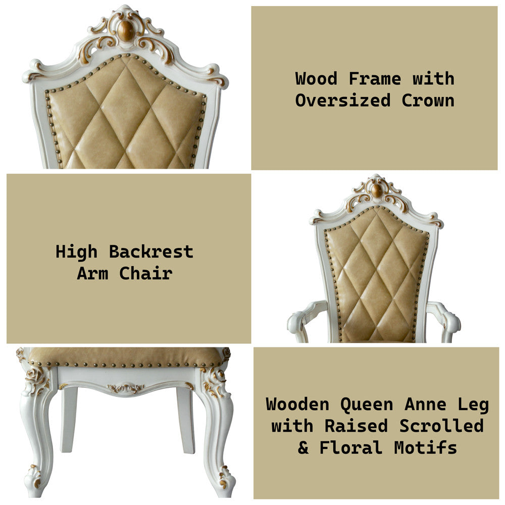 ACME 63463 Picardy Arm Chair (Set-2), PU & Antique Pearl