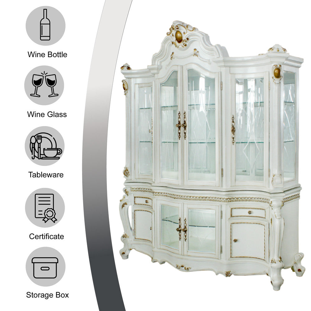 ACME 63464 Picardy Hutch & Buffet, Antique Pearl (1Set/2Ctn)