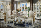 ACME 63470 Picardy Dining Table with Single Pedestal, Antique Pearl & Cherry Oak (1Set/2Ctn)