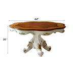 ACME 63470 Picardy Dining Table with Single Pedestal, Antique Pearl & Cherry Oak (1Set/2Ctn)