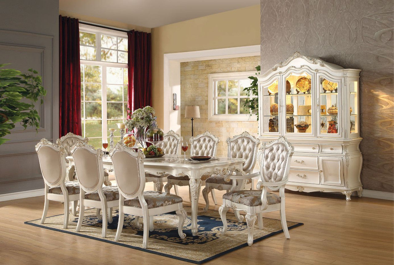 ACME 63540 Chantelle Dining Table, Marble & Pearl White