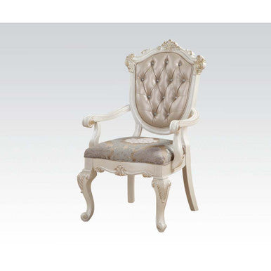 ACME 63543 Chantelle Arm Chair (Set-2), Rose Gold PU & Pearl White
