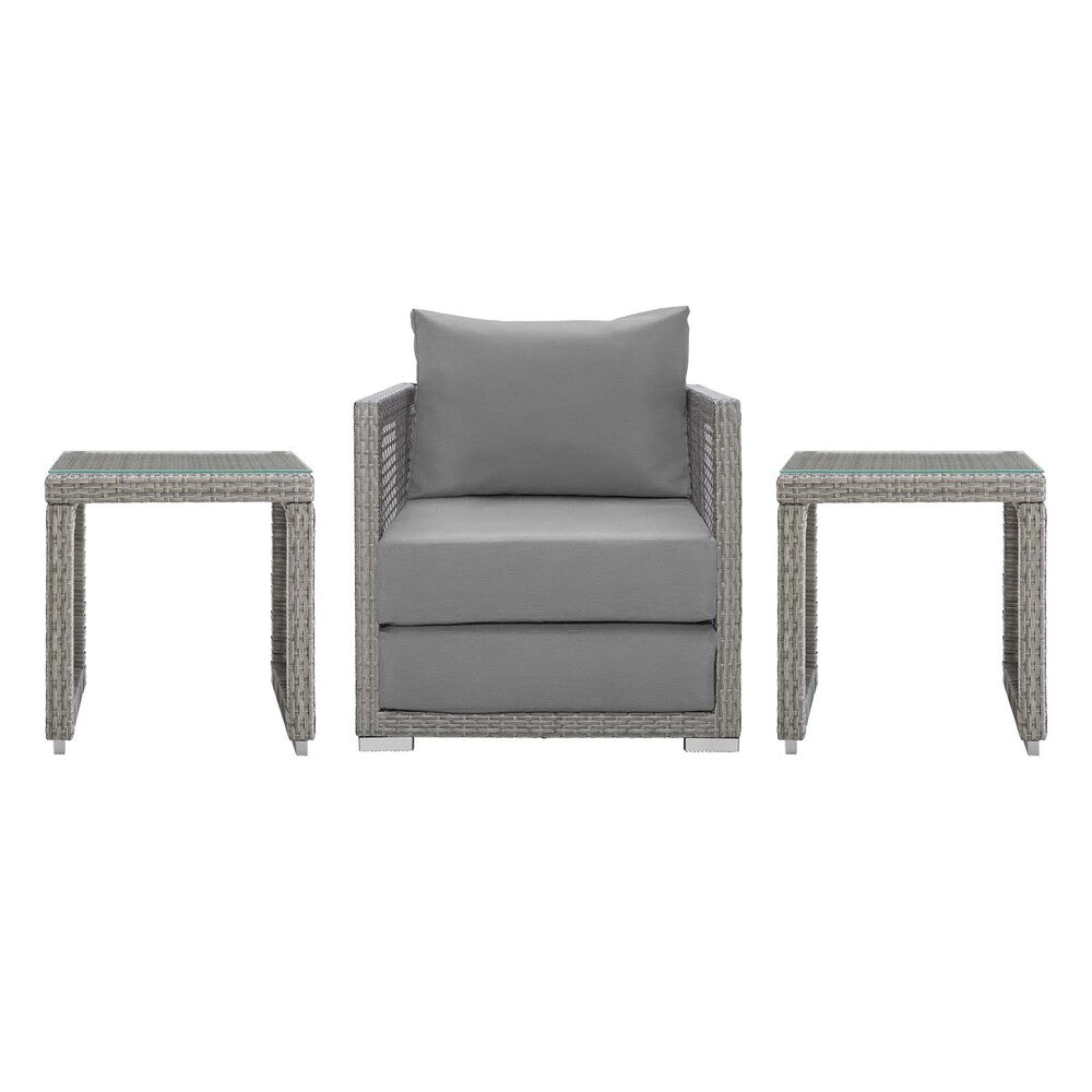 Modway EEI-3597 Aura 3 Piece Outdoor Patio Wicker Rattan Set