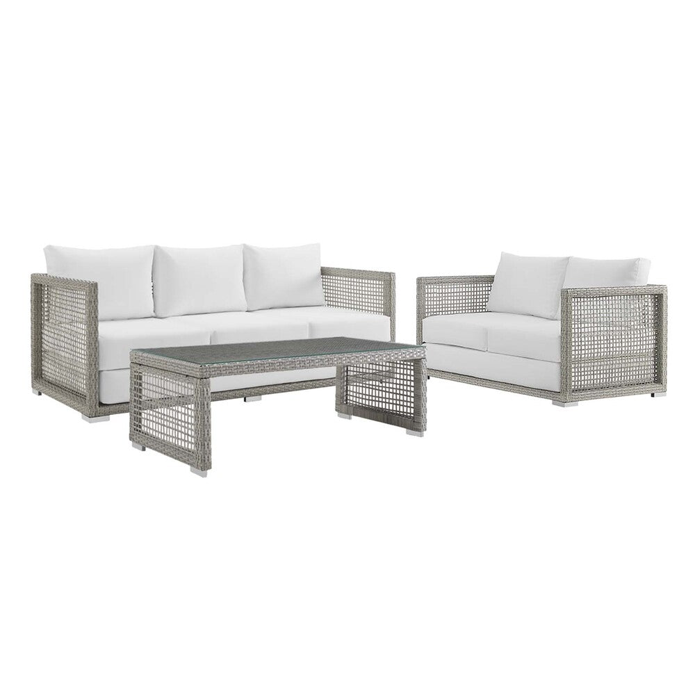 Modway EEI-3598 Aura 3 Piece Outdoor Patio Wicker Rattan Set