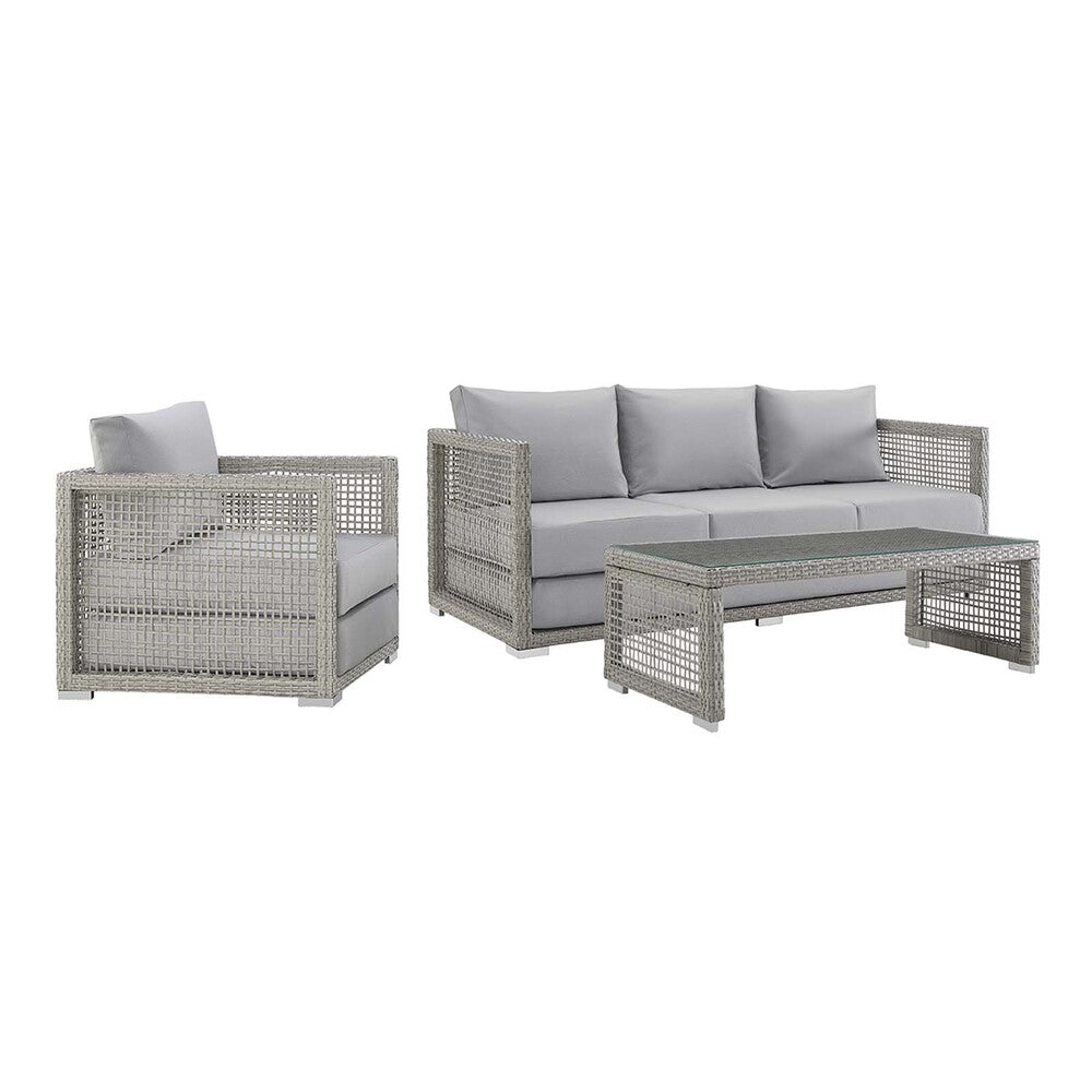 Modway EEI-3599 Aura 3 Piece Outdoor Patio Wicker Rattan Set