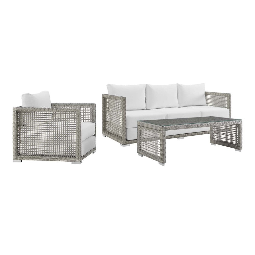 Modway EEI-3599 Aura 3 Piece Outdoor Patio Wicker Rattan Set