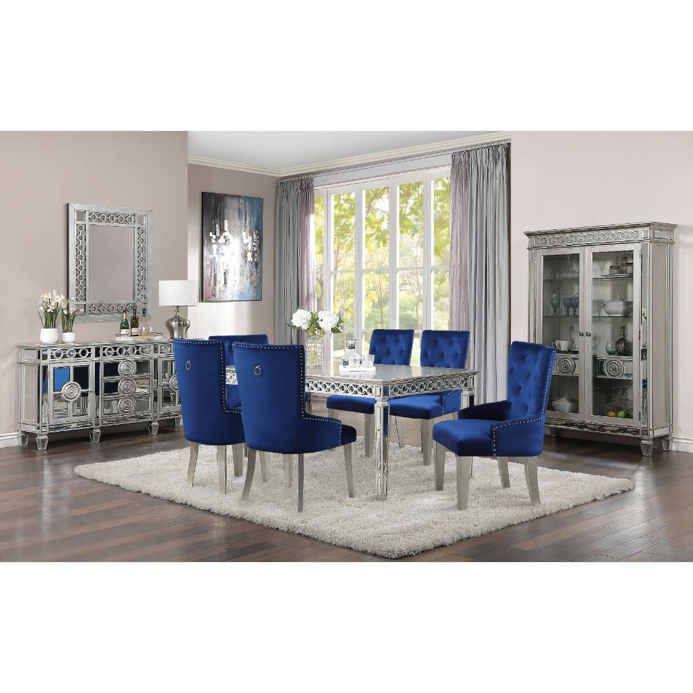 ACME 66160 Varian Dining Table (90"L), Mirrored & Antique Platinum