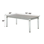 ACME 66160 Varian Dining Table (90"L), Mirrored & Antique Platinum