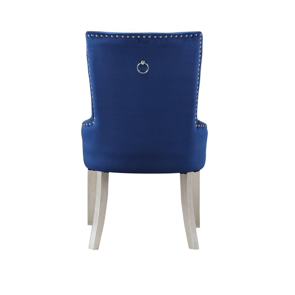 ACME 66162 Varian Side Chair (1 Piece), Blue Fabric & Antique Platinum