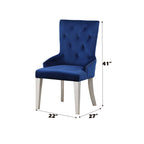 ACME 66162 Varian Side Chair (1 Piece), Blue Fabric & Antique Platinum