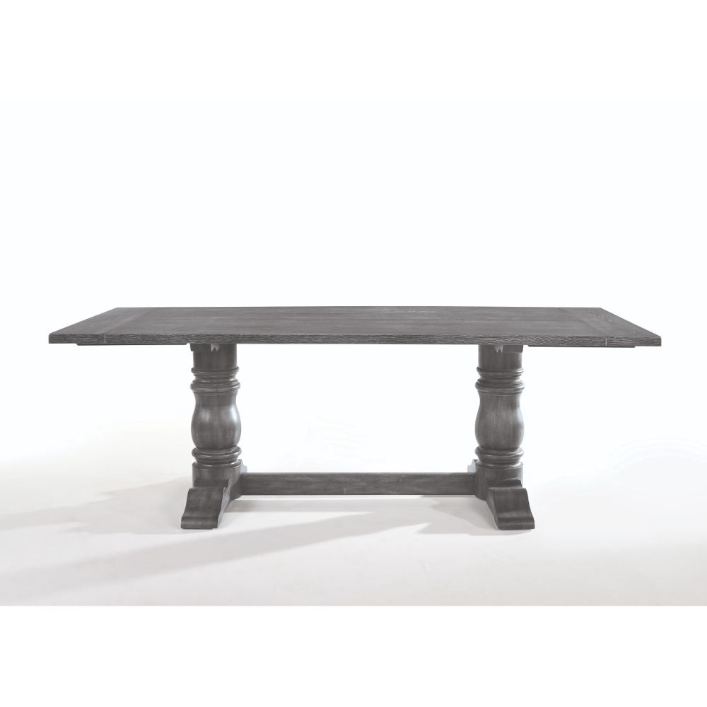 ACME 66180 Leventis Dining Table, Weathered Gray (1Set/2Ctn)