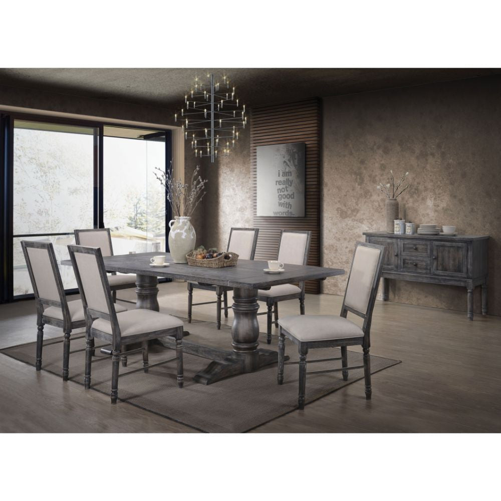 ACME 66180 Leventis Dining Table, Weathered Gray (1Set/2Ctn)