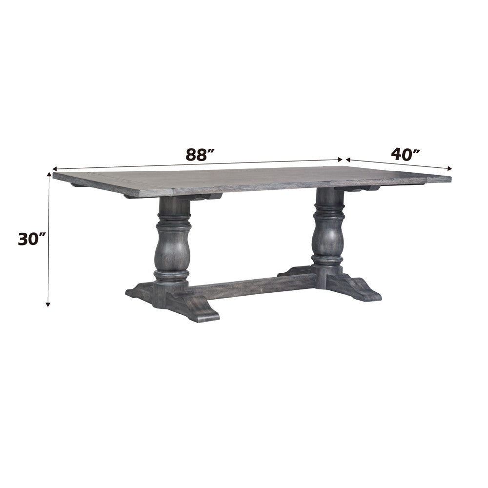 ACME 66180 Leventis Dining Table, Weathered Gray (1Set/2Ctn)