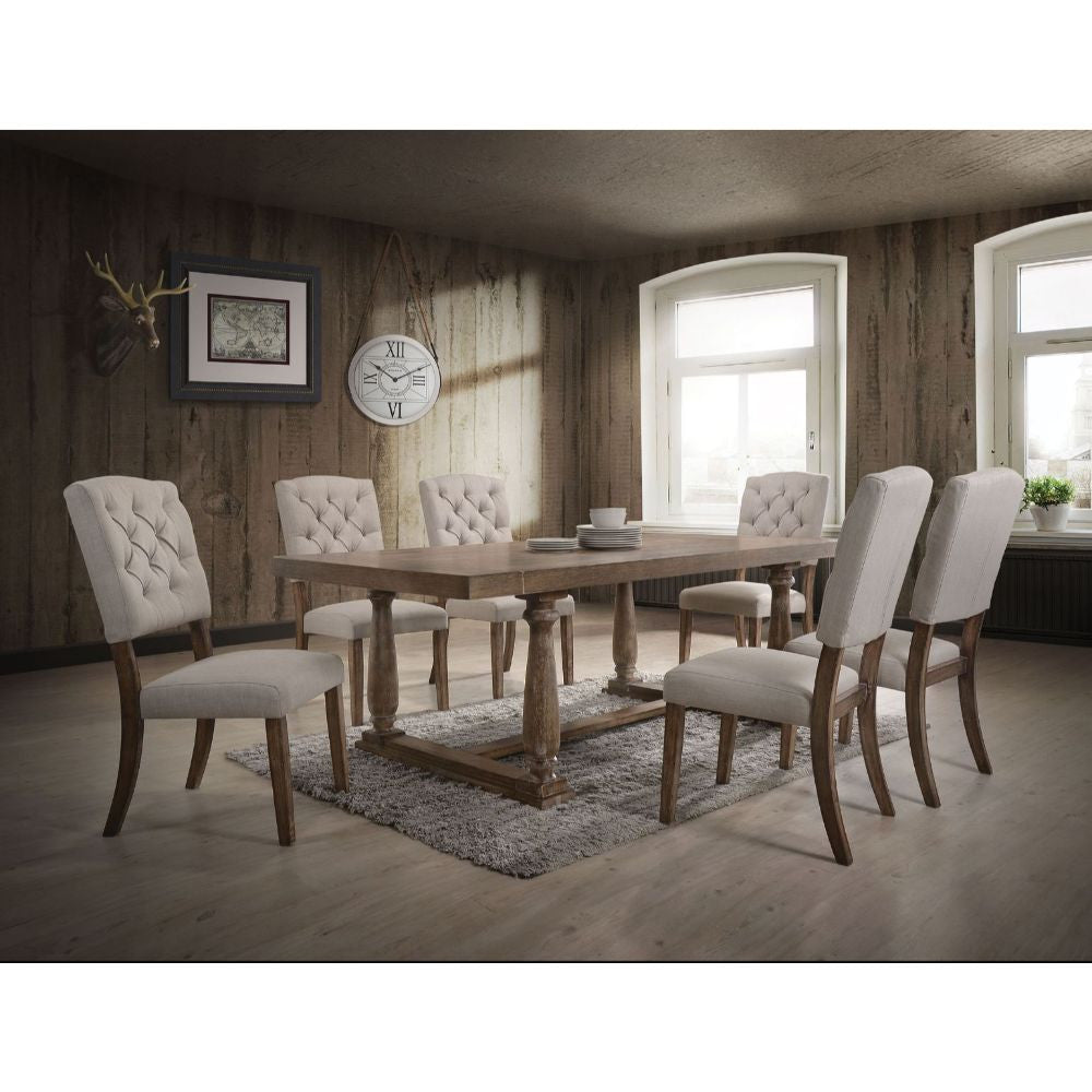 ACME 66185 Bernard Dining Table, Weathered Oak