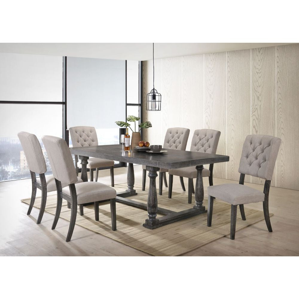 ACME 66185 Bernard Dining Table, Weathered Oak