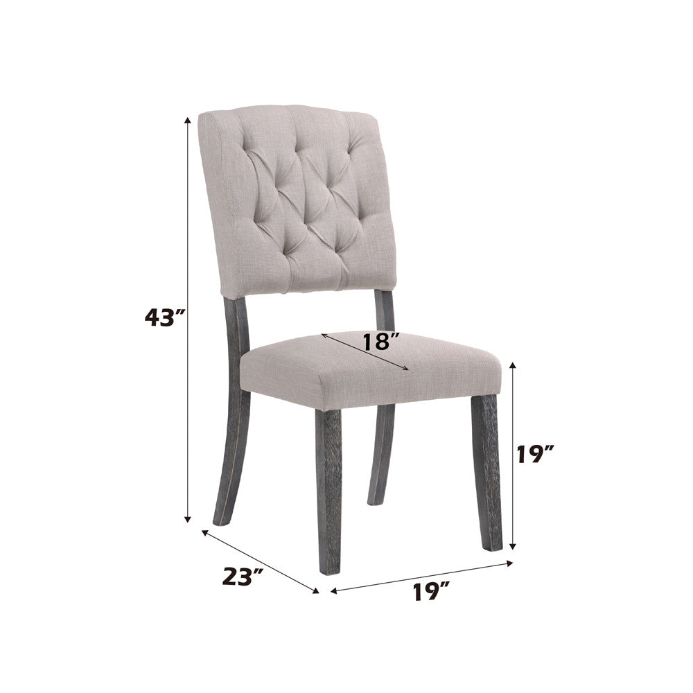 ACME 66192 Bernard Fabric & Weathered Gray Oak Side Chair