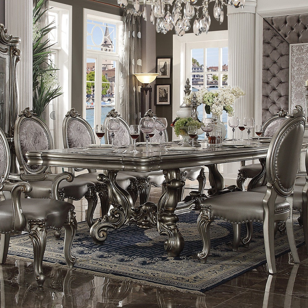 ACME 66820 Versailles Dining Table (120"L), Antique Platinum (1Set/2Ctn)