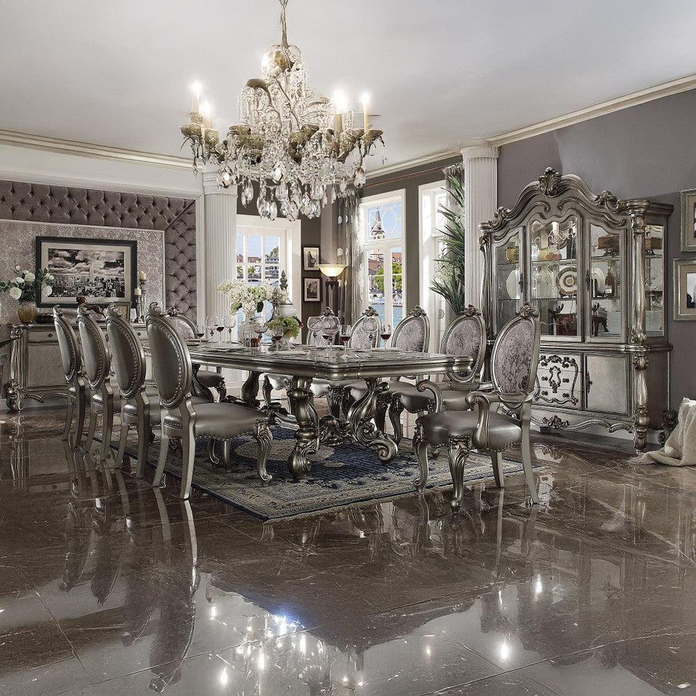 ACME 66820 Versailles Dining Table (120"L), Antique Platinum (1Set/2Ctn)  2