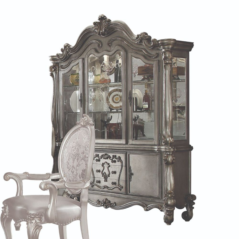 ACME 66824 Versailles Hutch & Buffet, Antique Platinum (1Set/2Ctn)