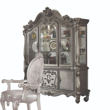 ACME 66824 Versailles Hutch & Buffet, Antique Platinum (1Set/2Ctn)