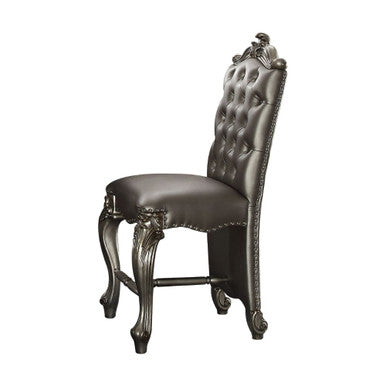 ACME 66837 Versailles Counter Height Chair (Set-2), Silver PU & Antique Platinum, 24" Seat Height