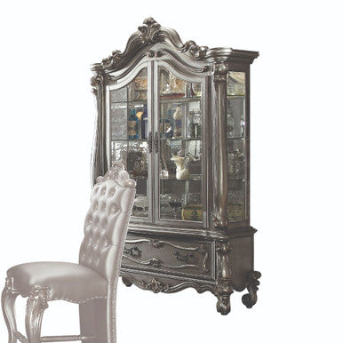 ACME 66838 Versailles Curio Cabinet, Antique Platinum (1Set/2Ctn)
