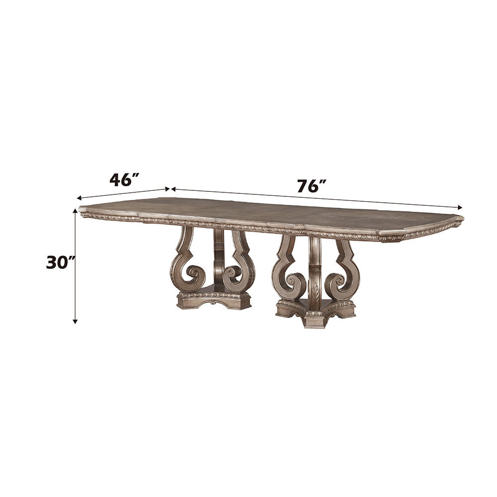 ACME 66920 Northville Dining Table with Double Pedestal, Antique Silver (1Set/2Ctn)