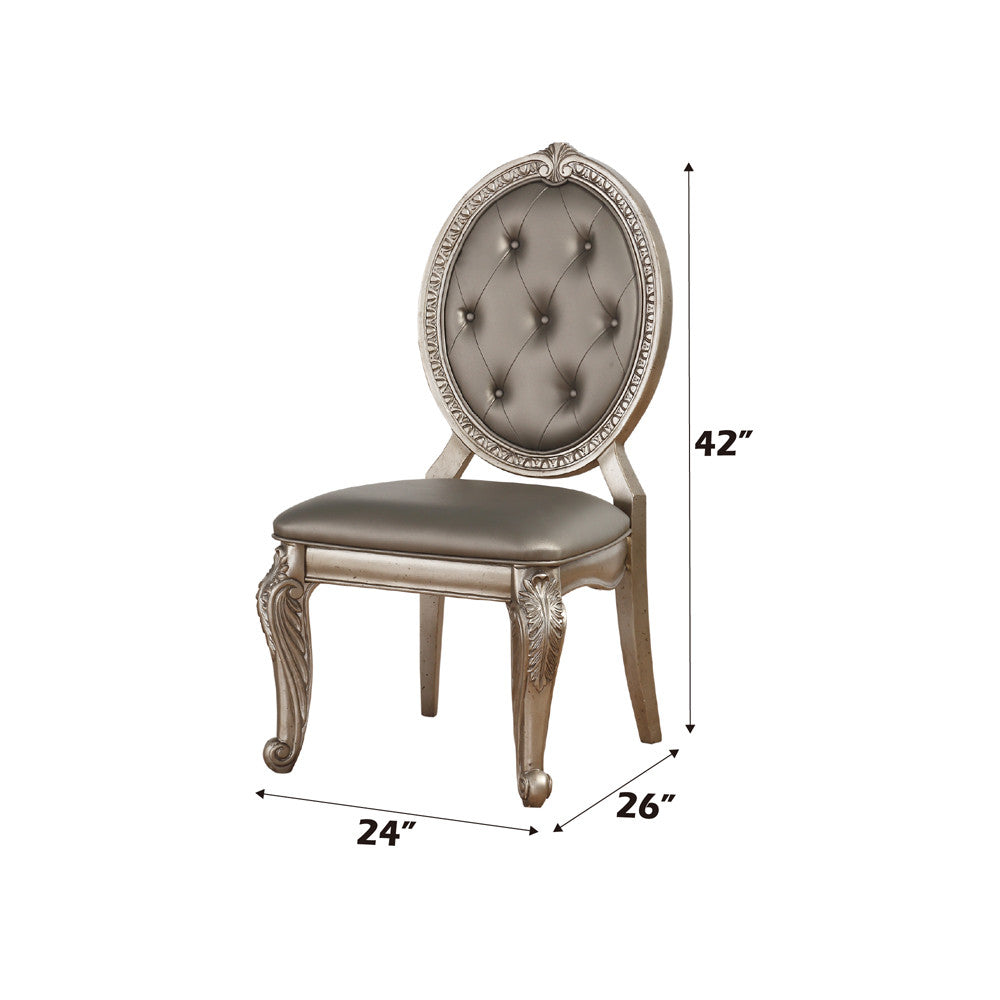 ACME 66922 Northville Side Chair (Set-2), PU & Antique Silver