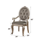 ACME 66923 Northville Arm Chair (Set-2), PU & Antique Silver