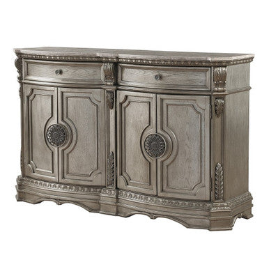 ACME 66925 Northville Server with Marble Top, Antique Silver