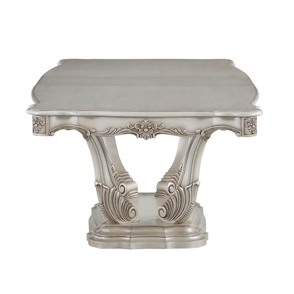 ACME 67440 Gorsedd Dining Table with Pedestal, Antique White (1Set/2Ctn)