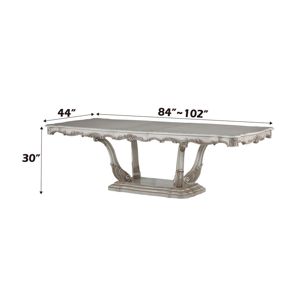 ACME 67440 Gorsedd Dining Table with Pedestal, Antique White (1Set/2Ctn)